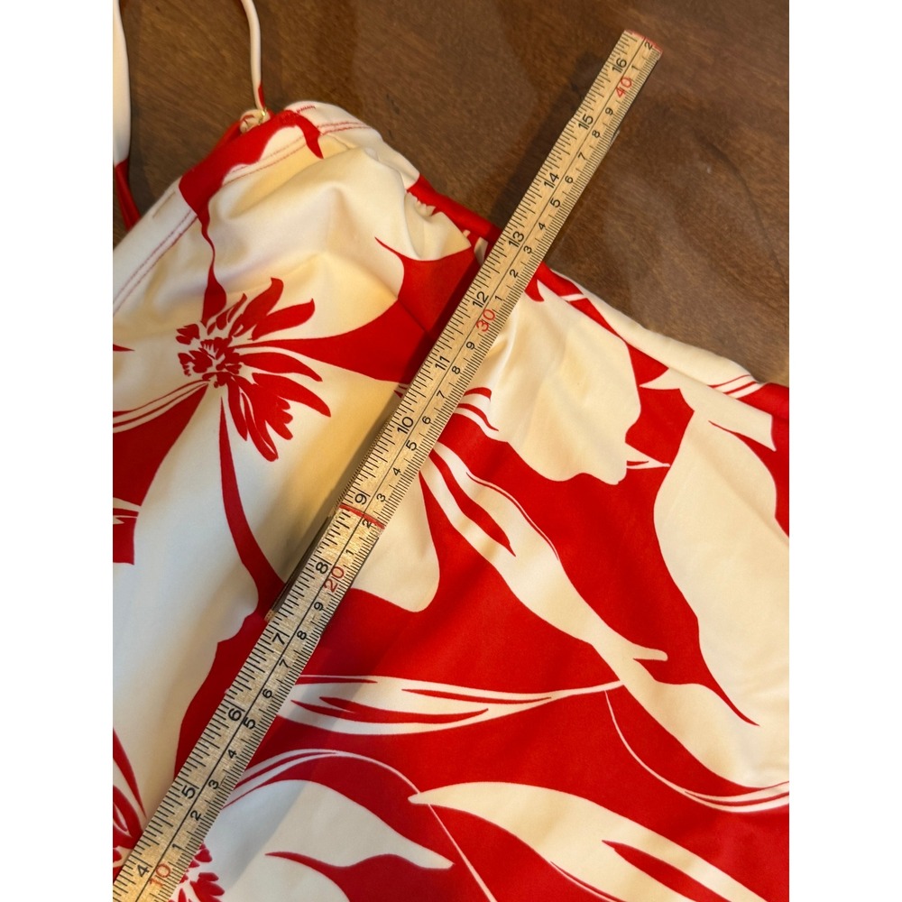 Shade & Shore Red White Floral One Piece Swimsuit Adjustable Straps Medium - Picture 8 of 8